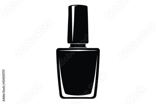 Black Nail Polish Bottle Illustration, Simple Feminine Beauty Product Icon, Isolated Style