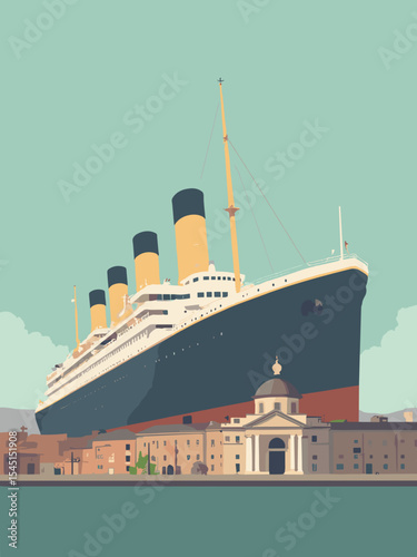 Belfast, United Kingdom - Titanic Belfast, Belfast City Hall, Crumlin Road Gaol in ship grey, hall white, gaol brown, and emerald