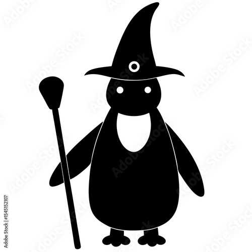 funny cartoon wizard with hat