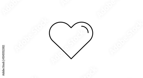 Simple Line Art Heart: Minimalist Black Outline Icon