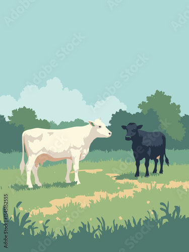 Milton Keynes, United Kingdom - The Concrete Cows, Xscape, Campbell Park in cow white, xscape black, park green, and sky blue