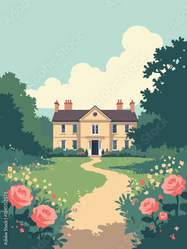 Bexley, United Kingdom - Hall Place & Gardens, Red House Park, Danson House in hall stone, park green, manor cream, and rose