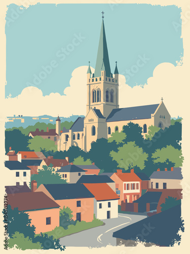 Norwich, United Kingdom - Norwich Cathedral, Elm Hill, The Forum in cathedral stone, hill brick, forum blue, and cream