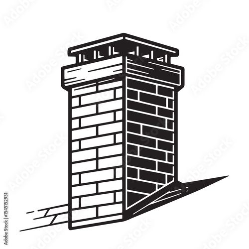 Classic chimney illustration black and white vintage art silhouette design