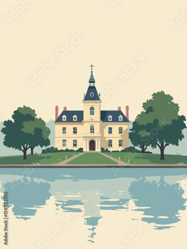 Ipswich, United Kingdom - Christchurch Mansion, Ipswich Waterfront, Holywells Park in mansion cream, waterfront blue, park green, and ivory