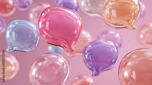 Minimal pastel background with abstract chat bubbles, expressing creative dialogue