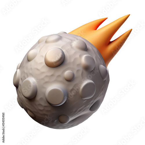 Cartoon meteoroid falling isolated on transparent background