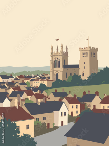 York, United Kingdom - York Minster, The Shambles, Clifford's Tower in minster grey, shambles brown, tower stone, and cream