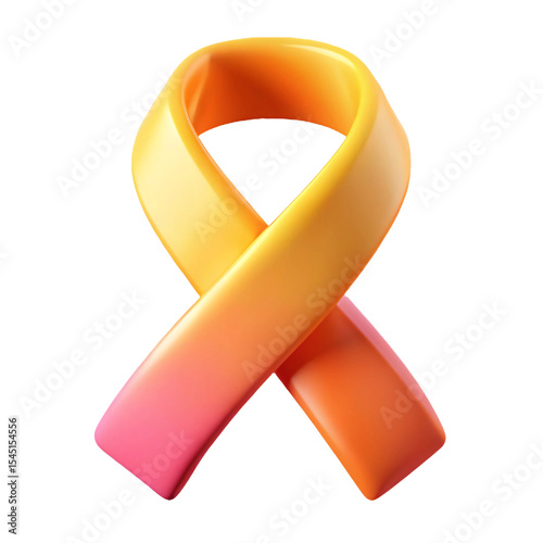 3d rendered gradient orange ribbon isolated on transparent background