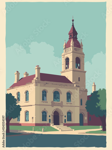Bolton, United Kingdom - Bolton Museum, Smithills Hall, Octagon Theatre in museum teal, hall stone, theatre maroon, and cream