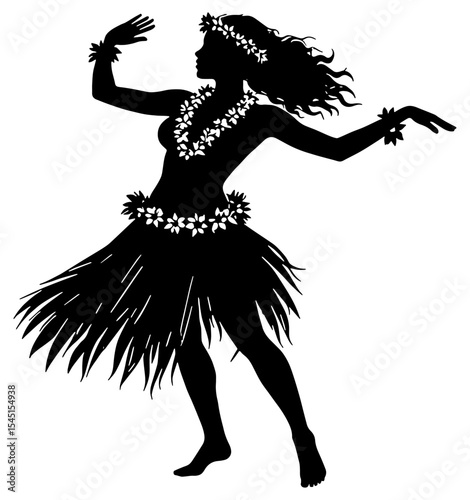 Silhouette of a Polynesian dancer, isolated 
