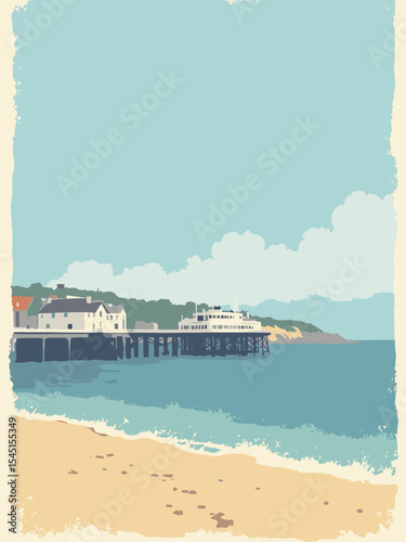 Eastbourne, United Kingdom - Beachy Head, Eastbourne Pier, Sovereign Harbour in head white, pier blue, harbour grey, and sand