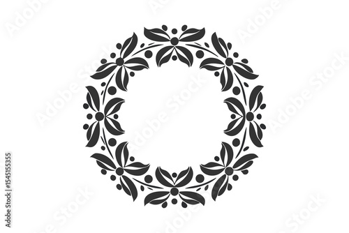 Ornate Black Floral Wreath Icons Vector Set for Decorative Accents and Craft Design Projects