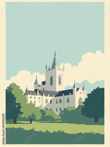 Chelmsford, United Kingdom - Chelmsford Cathedral, Hylands House, RHS Garden Hyde Hall in cathedral white, house stone, garden green, and cream