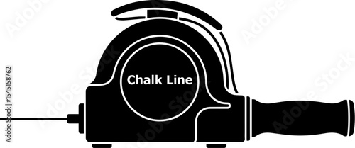 Flat Black Silhouette illustration of a chalk line reel, Construction Tools
