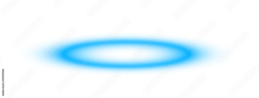 Blue glowing ellipse ring vector design, soft blurred light effect on transparent background, abstract highlight for tech, sci-fi, or UI design