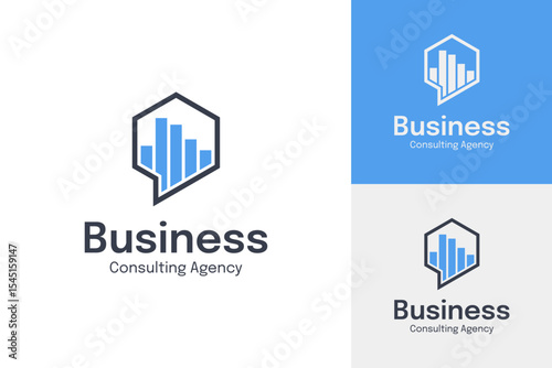 Business consulting agency logo design template vector illustration