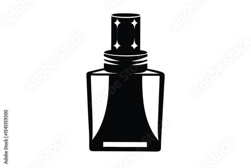 Black Silhouette of an Aromatherapy Diffuser Bottle with Decorative Star Details