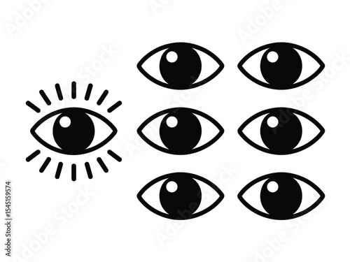 Black and White Eye Icons One Shining Brightly eyes