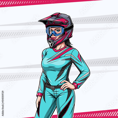 illustration of a female motocross racer