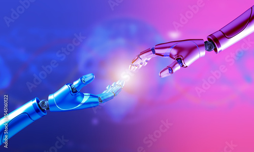 artificial intelligence ai robot human person people technology connection science cyborg ai artificial intelligence digital hand to hand touch finger robot ai automation fire learning idea robotic 