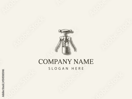 Vintage Corkscrew Illustration Elegant Design for Wine Businesses