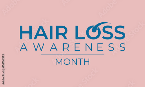 Hair Loss Awareness Month is observed in August every year. Blue comb with woman and men bald head. Banner poster, flyer and background design template.