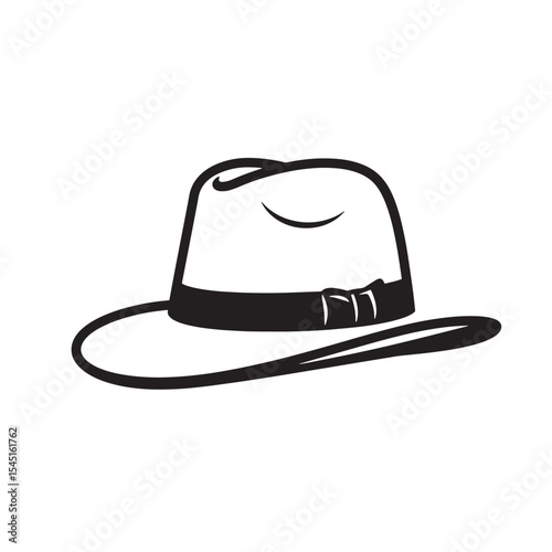 Classic fedora hat silhouette design for vintage art applications and retro style themes