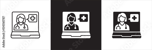 Doctor icon. Healthcare contact symbol. Doctor consultation digital apps icon. Icon symbol compatible for health service, hospital, clinic and medical. Vector illustration.