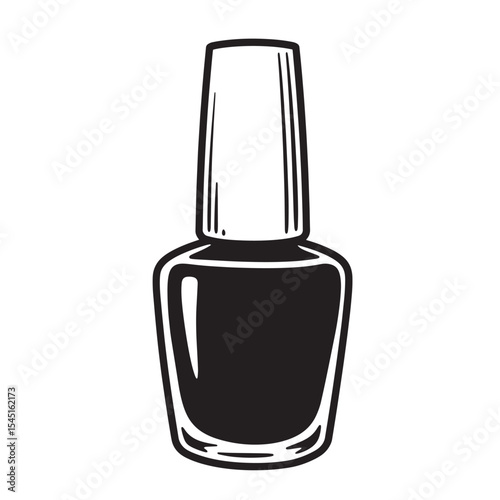Classic nail polish bottle vintage art silhouette of beauty and cosmetics