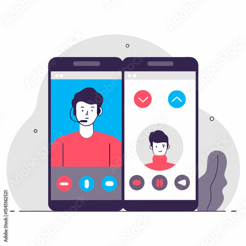 Mobile Video Call Communication & Online Conversation Illustration - Connecting People Through Smartphone Screens