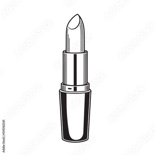 Elegant black and white lipstick vintage art silhouette for beauty cosmetics fashion and makeup designs
