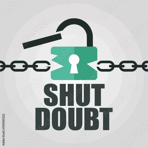 Broken Padlock Chain Graphic Shut Doubt Concept Design Illustration Vector Image Motivational Success Positive Mindset Graphic Design Element Digital Art Abstract Background Teal Black hope goal power