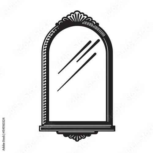 Elegant decorative vintage art silhouette mirror design in black and white