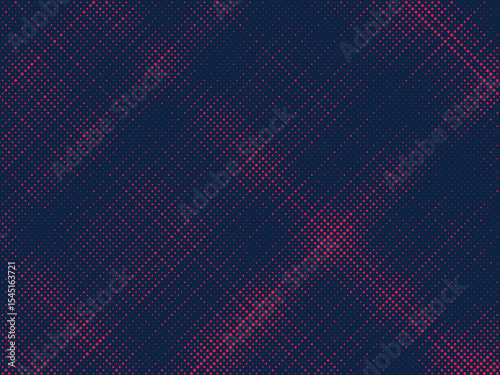 Color grunge halftone gradient texture. Faded grit noise background. Sandy gritty wallpaper. Retro pixelated backdrop. Red and blue anime or manga comic overlay.