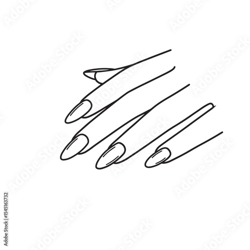 Elegant hand with long manicured nails vintage art silhouette in monochrome vector illustration