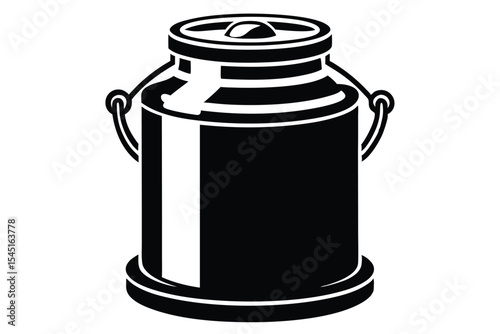 Black and White Image of a Milk Can with Handles and Lid Design