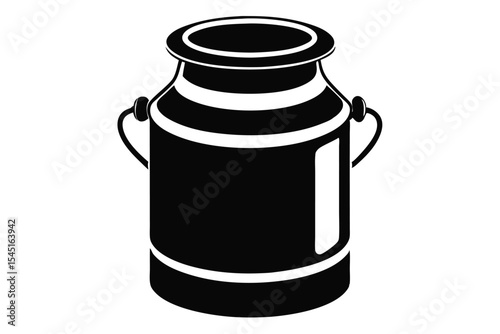 Isolated Milk Can with Handles Black and White Dairy Container Illustration Vector Graphic