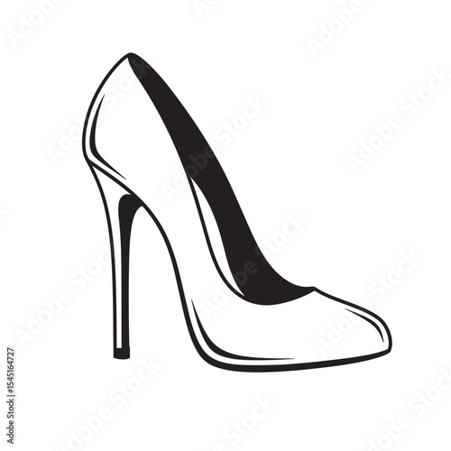 Elegant vintage art silhouette of a high heel stiletto shoe for fashion and design concepts