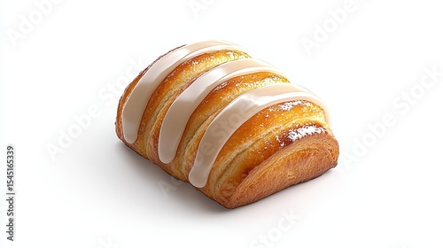Glazed pastry golden brown baked bread sweet dessert Creamy icing stripes
