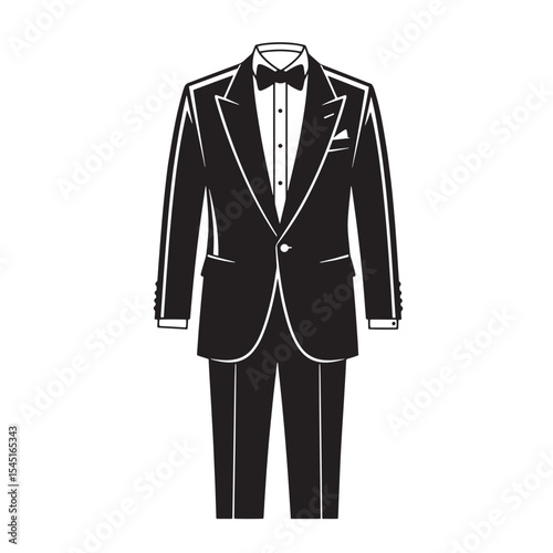 Formal tuxedo suit vintage art silhouette illustration for elegant occasions and events