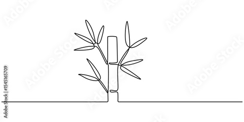 Continuous line drawing of bamboo trees, continuous one line art of a bamboo tree. vector illustration with transparent background, Fresh evergreen perennial flowering plant concept for plant icon. 