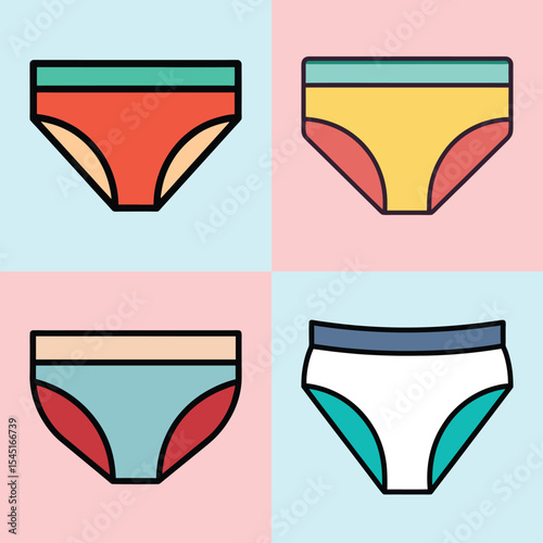 Briefs Flat Style Underwear Vector Illustration