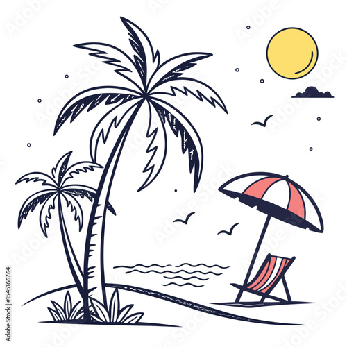Summer Vacation Tropical Island Scene