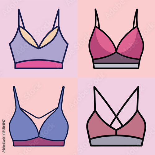 Bra lettle Flat Style Lingerie Vector Illustration
Bra Flat Style Intimate Wear Vector Illustration