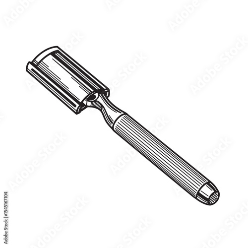 Vintage art silhouette of a classic safety razor for shaving and grooming a detailed illustration