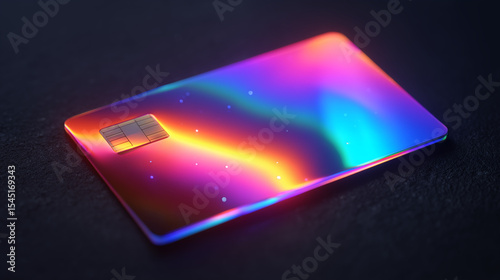 Futuristic Rainbow Credit Card with Chip