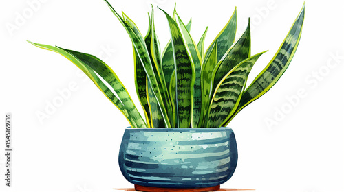 Clipart of watercolor Snake Plant in the pot
