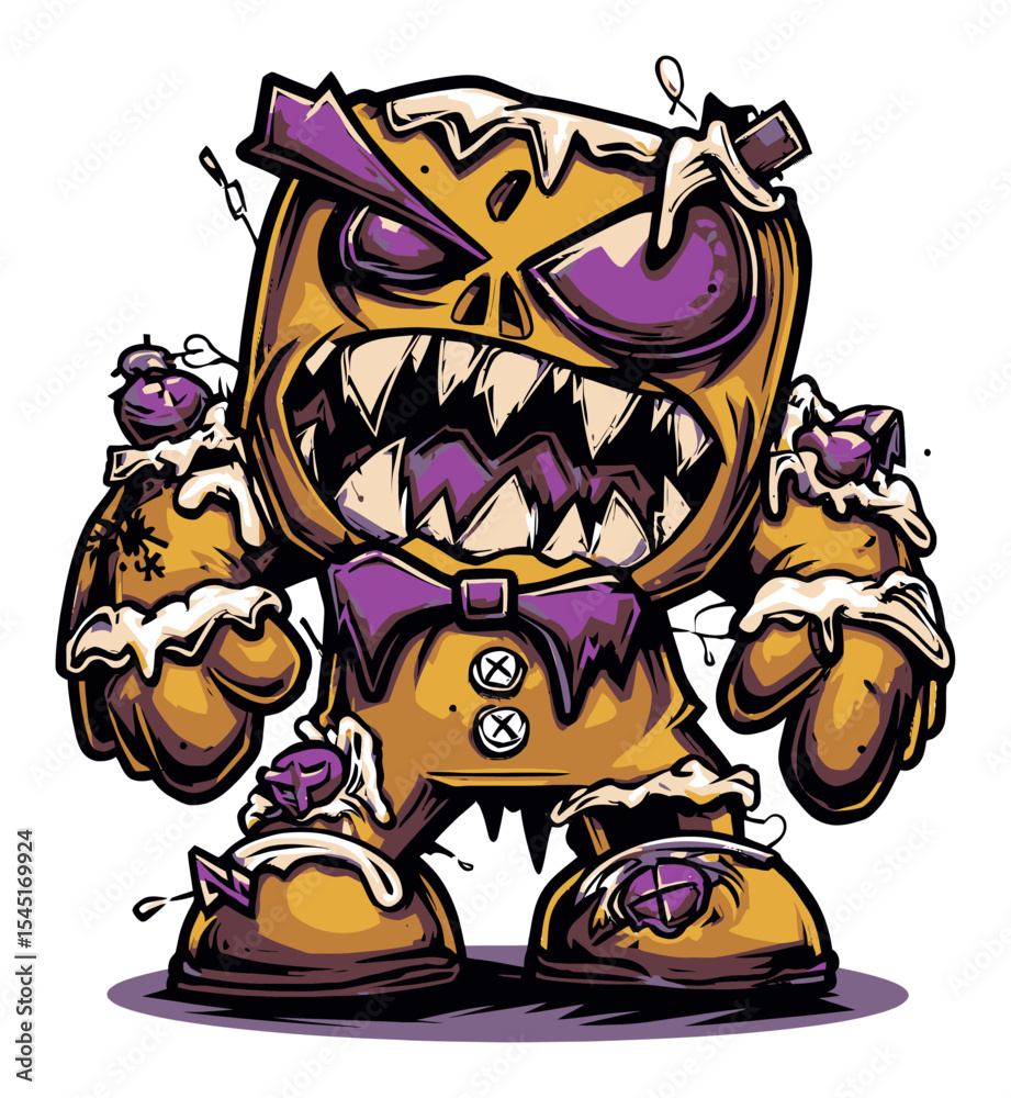 Fototapeta premium Angry Monster Character with Sweet Design for Fun Illustrations and Artwork