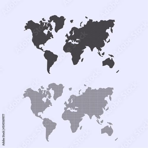 World map vector illustration showing continents and countries in a global geographic layout